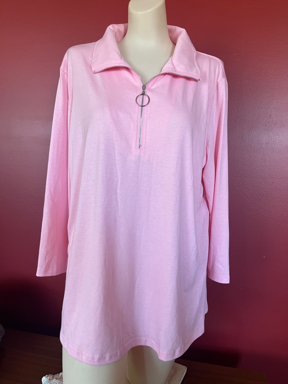 New VDJ Light Pink Quarter-Zip Top